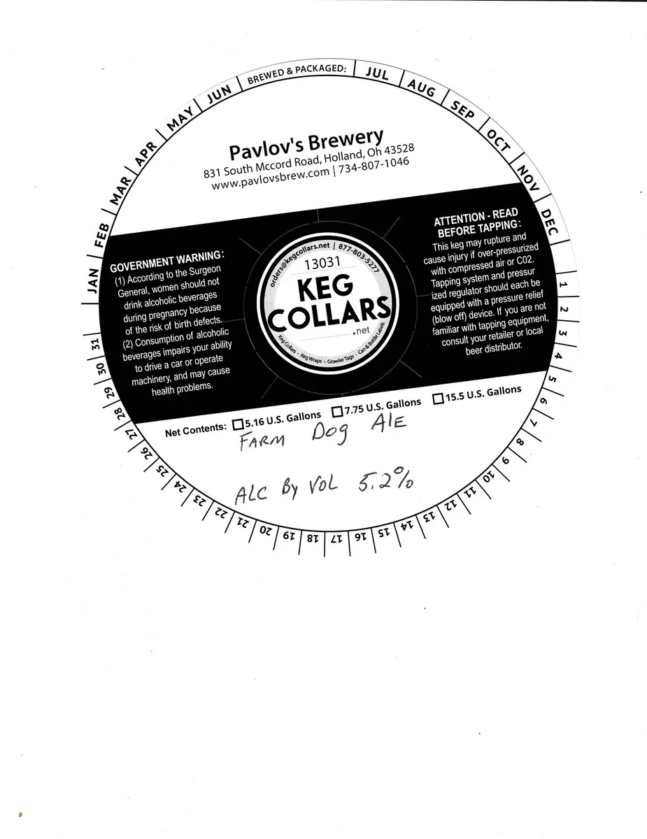 Farm Dog Ale — full label as filed with TTB