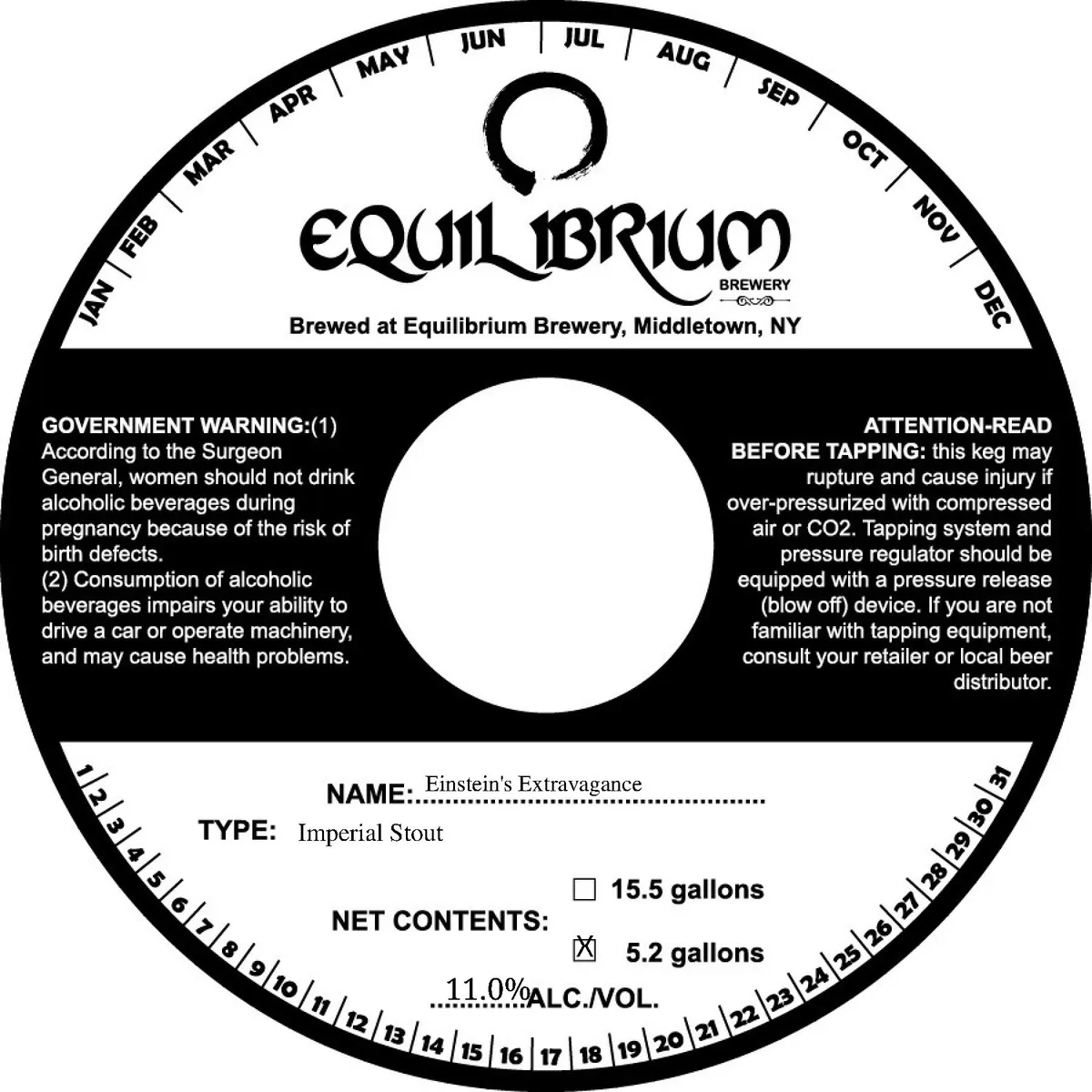 Einstein's Extravagance — full label as filed with TTB