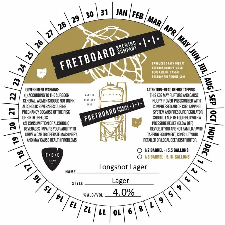 Longshot Lager — full label as filed with TTB