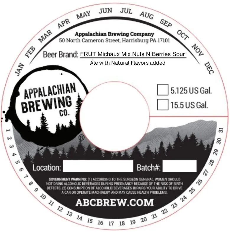 FRUT Michaux Mix Nuts N Berries Sour — full label as filed with TTB