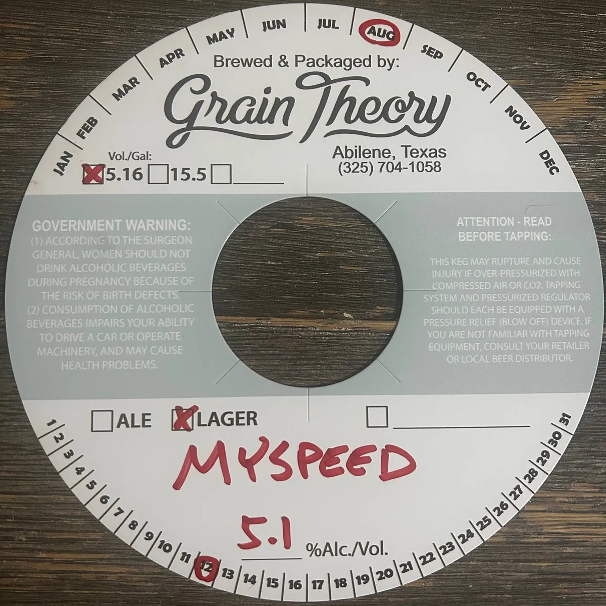 MySpeed — full label as filed with TTB