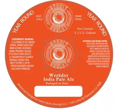 Weekday India Pale Ale label