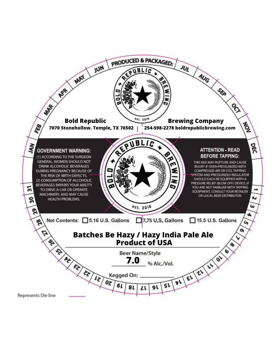 Batches Be Hazy — full label as filed with TTB
