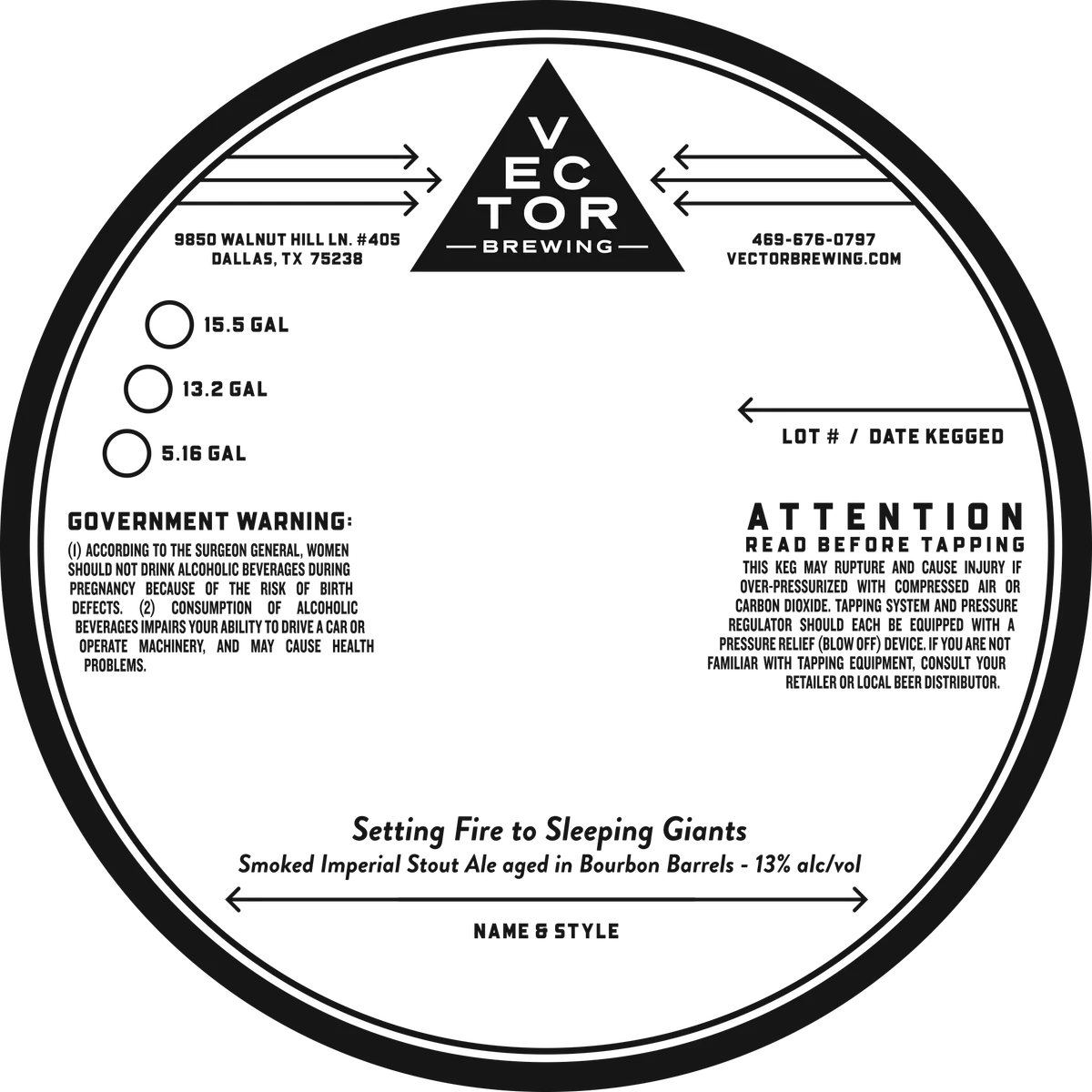 Setting Fire to Sleeping Giants — full label as filed with TTB