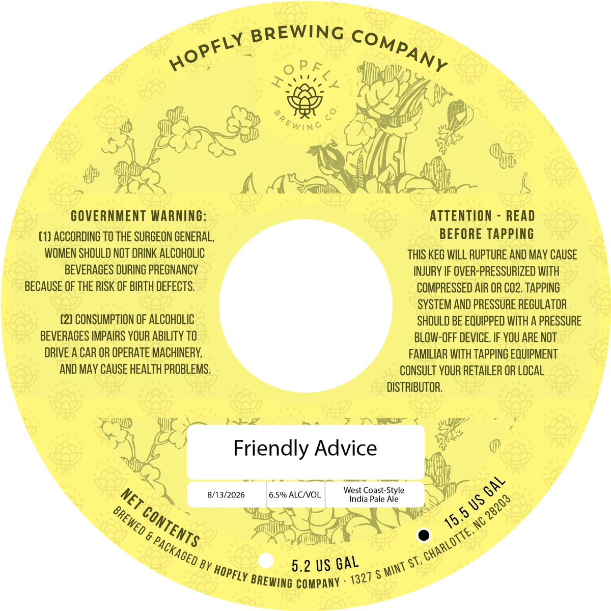 Friendly Advice — full label as filed with TTB