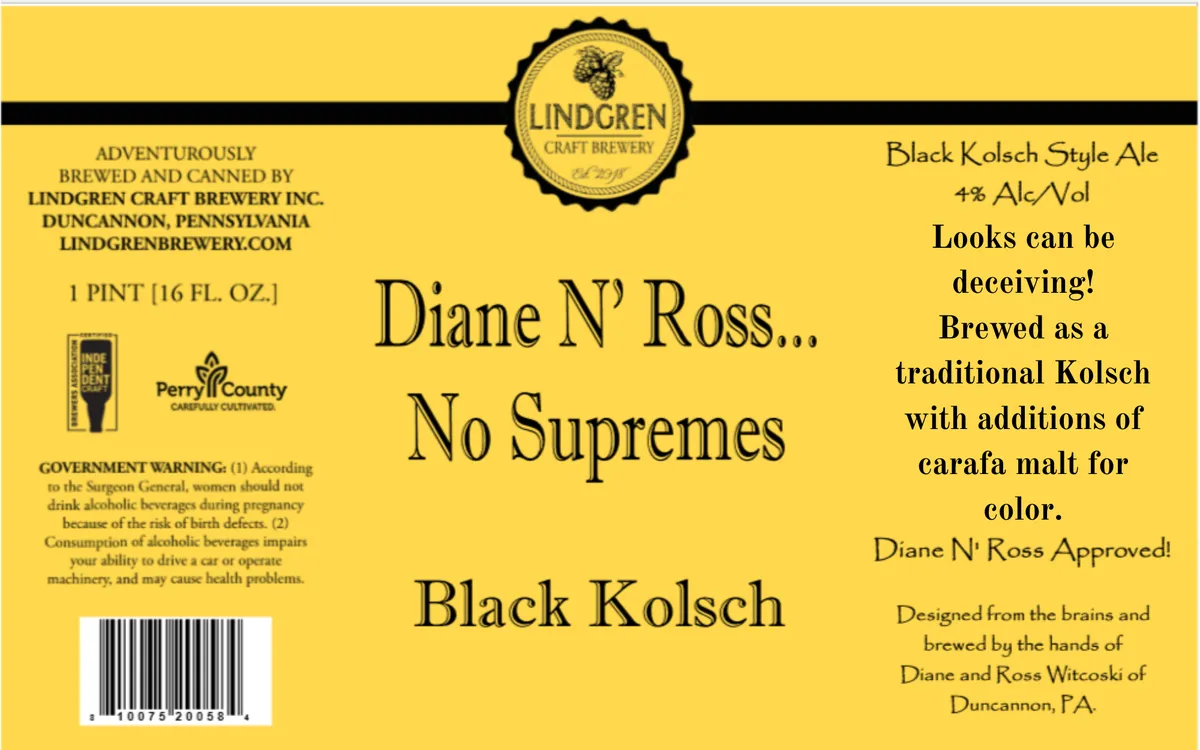 Diane N' Ross No Supremes — full label as filed with TTB