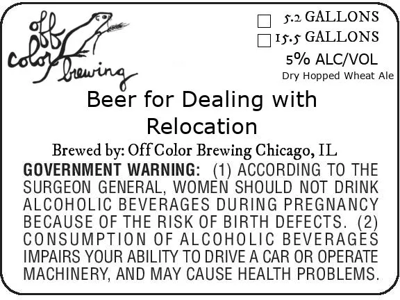 Beer for Dealing with Relocation — full label as filed with TTB