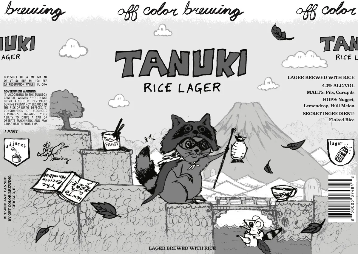 Tanuki Rice Lager — full label as filed with TTB