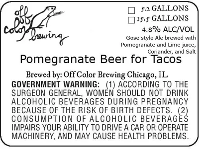 Pomegranate Beer for Tacos label