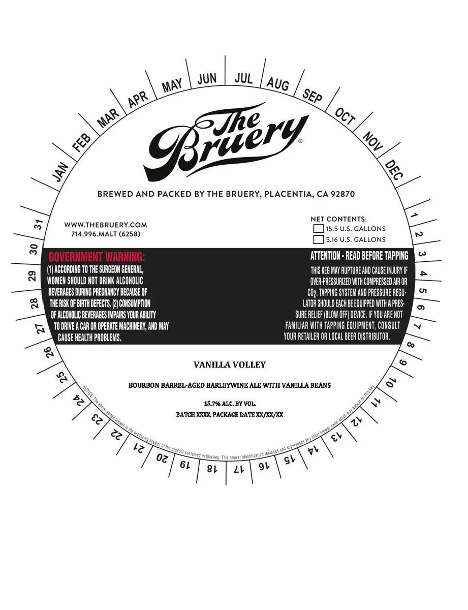 Vanilla Valley — full label as filed with TTB