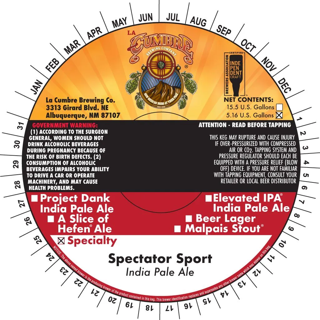 Spectator Sport — full label as filed with TTB