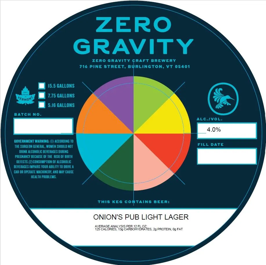 Onion's Pub Light Lager — full label as filed with TTB