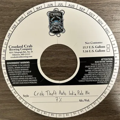 Crab Theft Auto India Pale Ale label