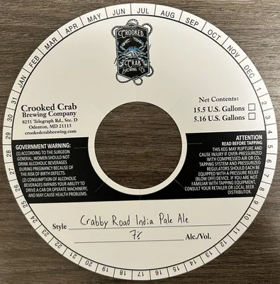 Crabby Road India Pale Ale label