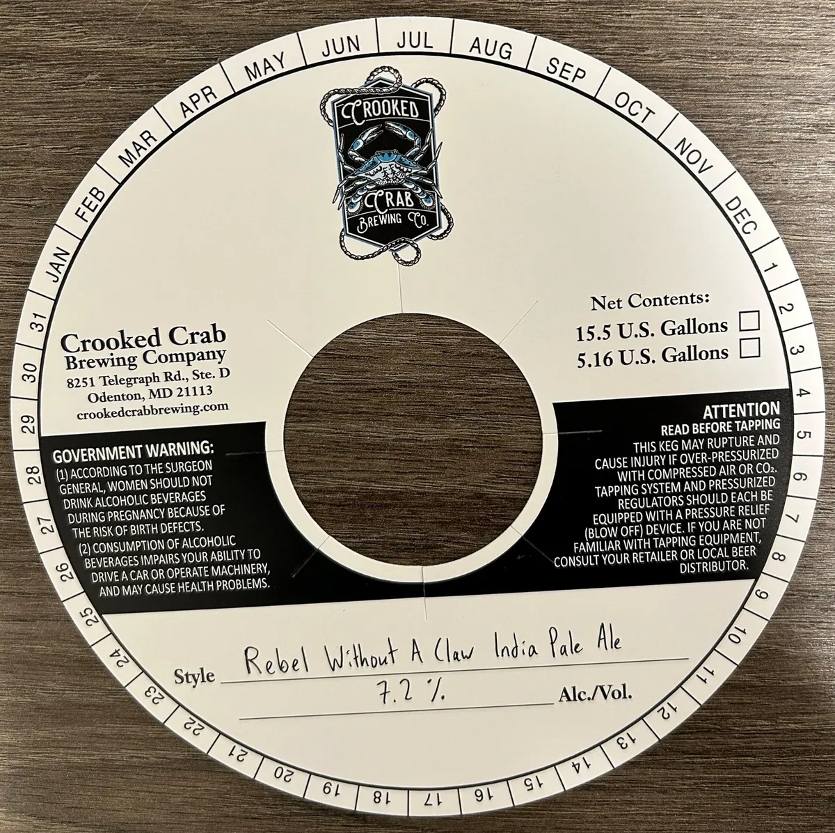Rebel Without A Claw India Pale Ale — full label as filed with TTB