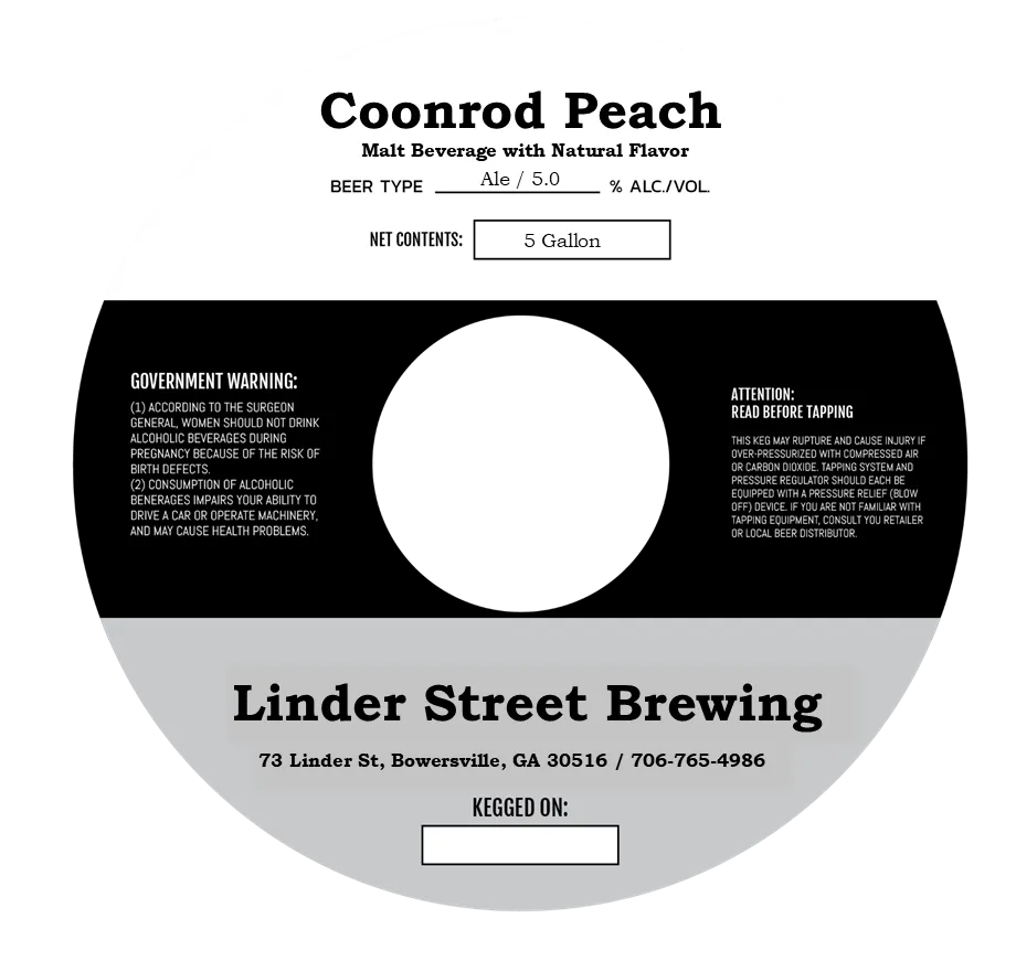 Coonrod Peach — full label as filed with TTB
