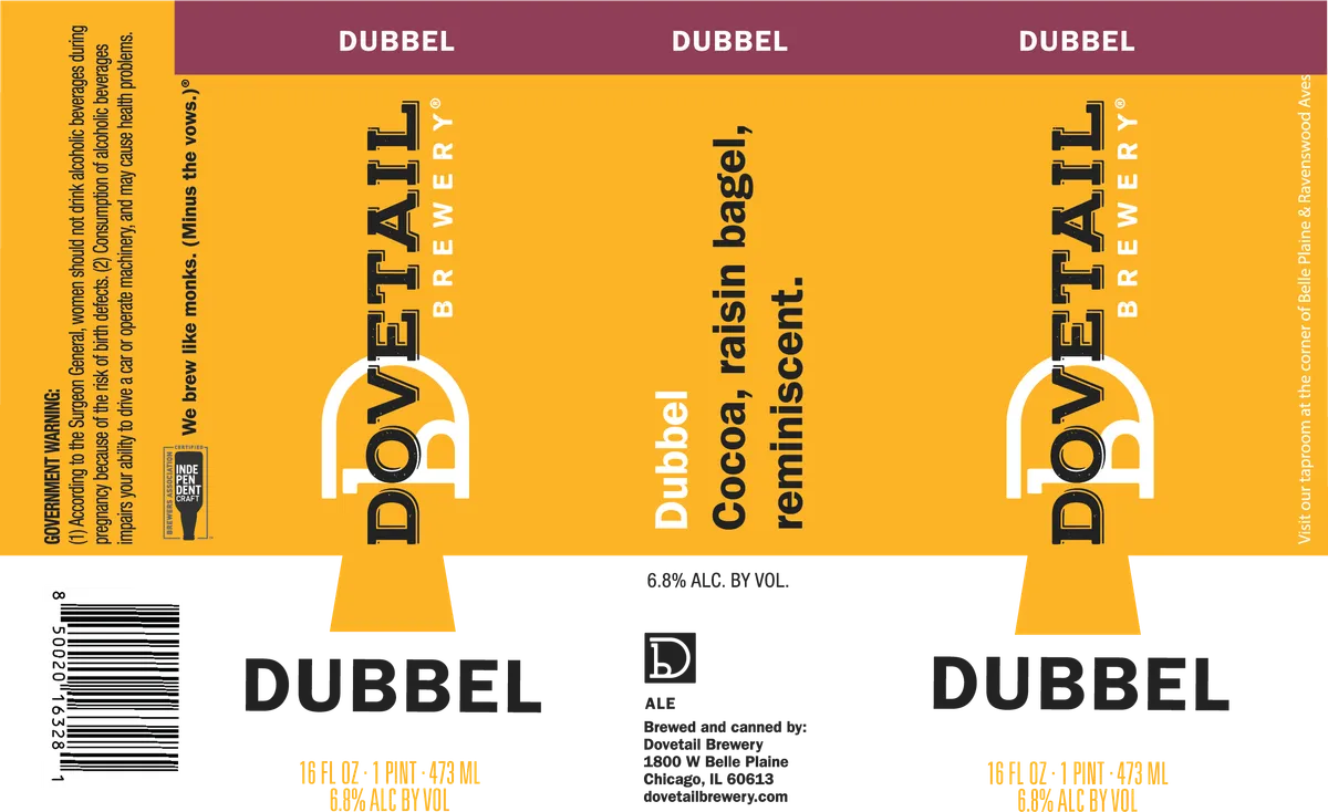 Dubbel — full label as filed with TTB