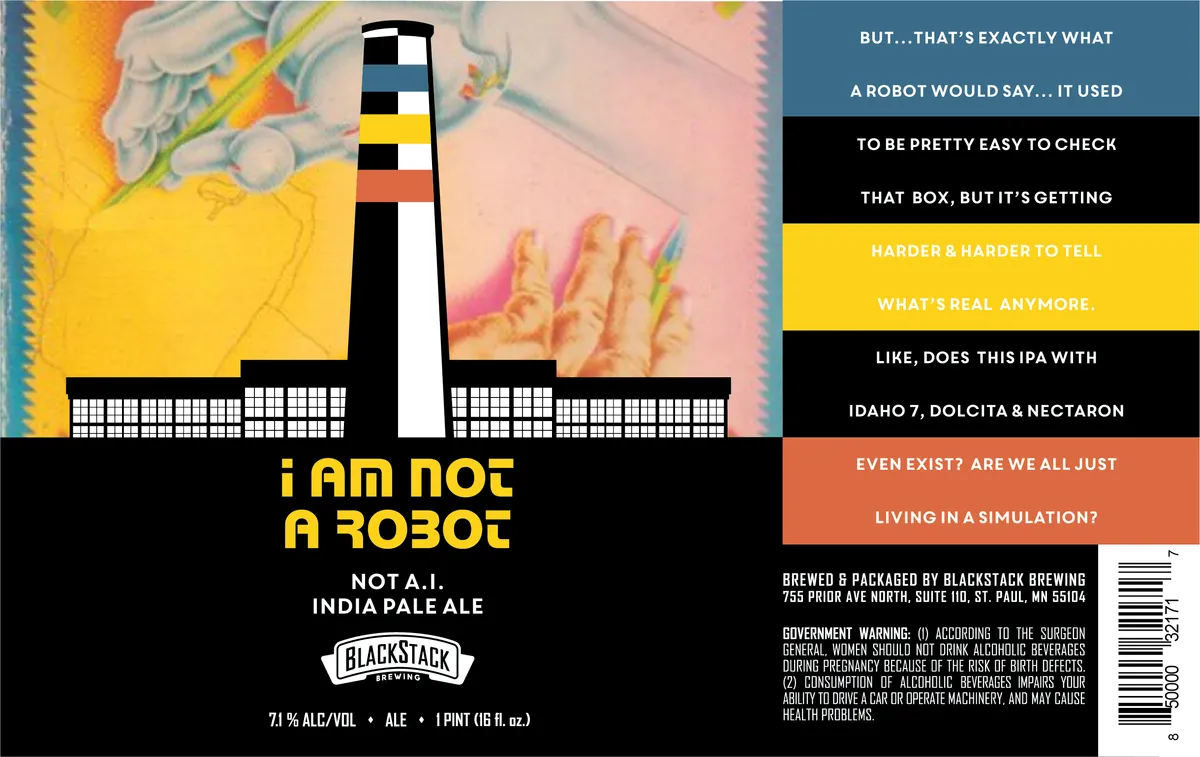 I Am Not A Robot — full label as filed with TTB