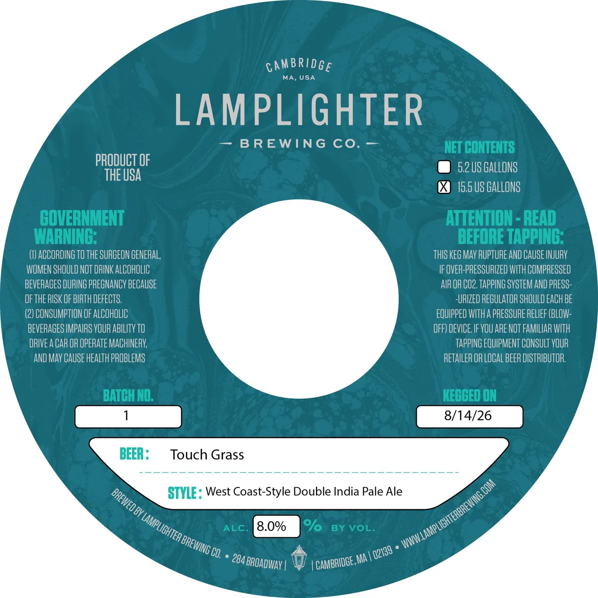 Touch Grass — full label as filed with TTB