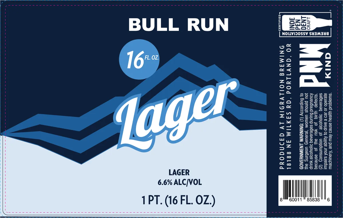 Bull Run Lager — full label as filed with TTB