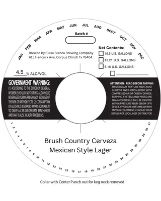Brush Country Cerveza label