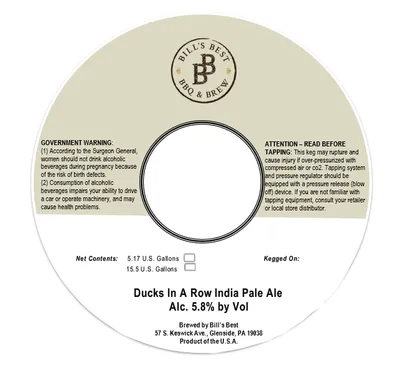 Ducks In A Row India Pale Ale label