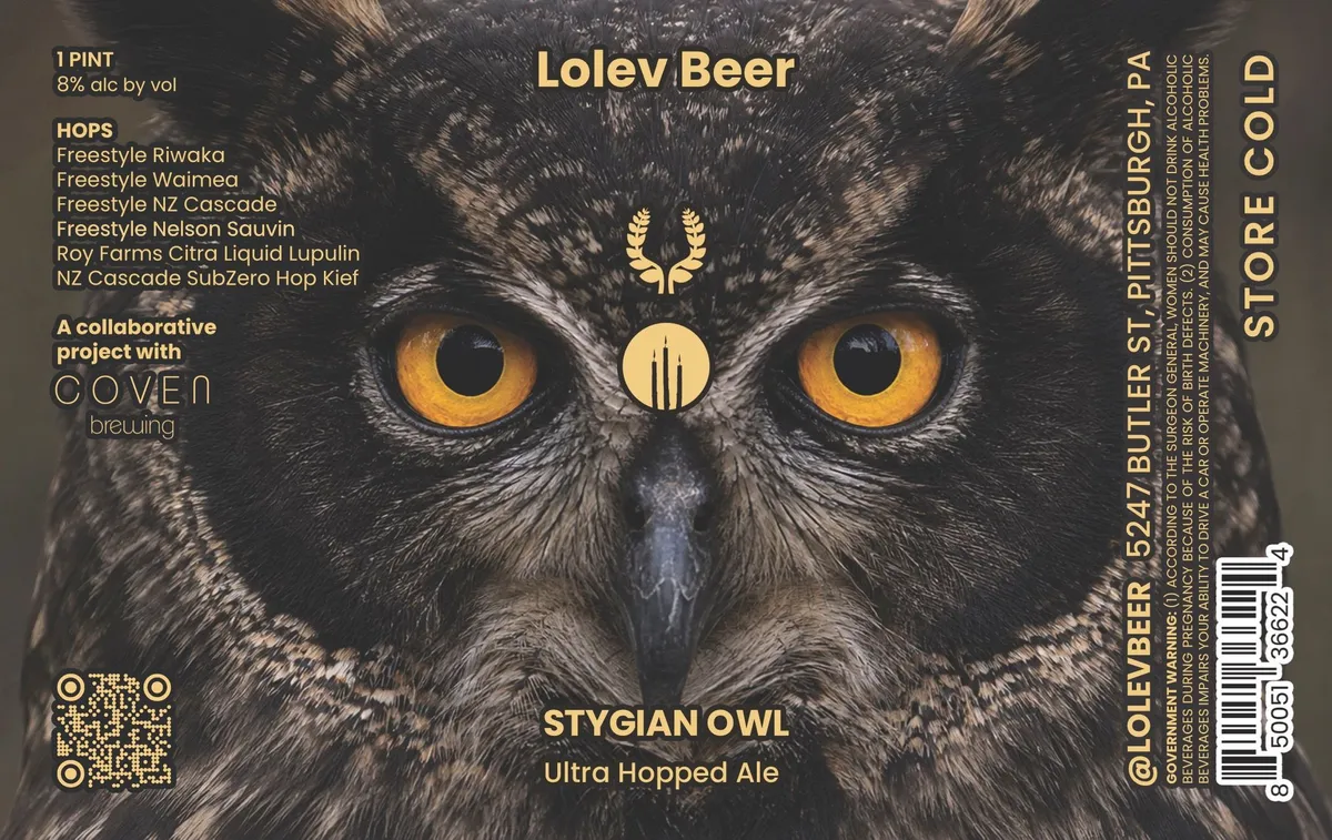 Stygian Owl — full label as filed with TTB