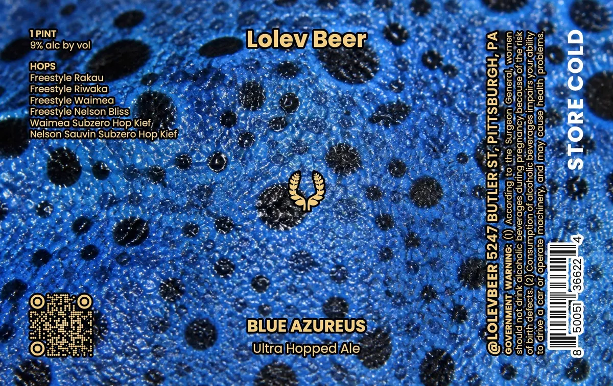 Blue Azureus — full label as filed with TTB