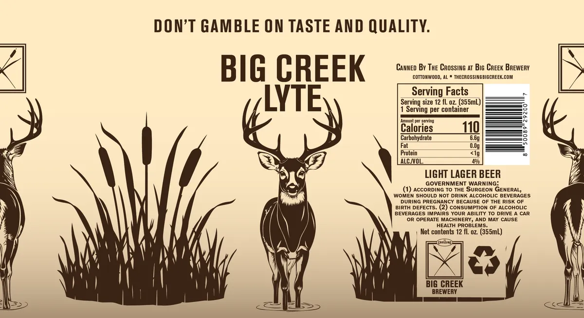 Big Creek Lyte — full label as filed with TTB