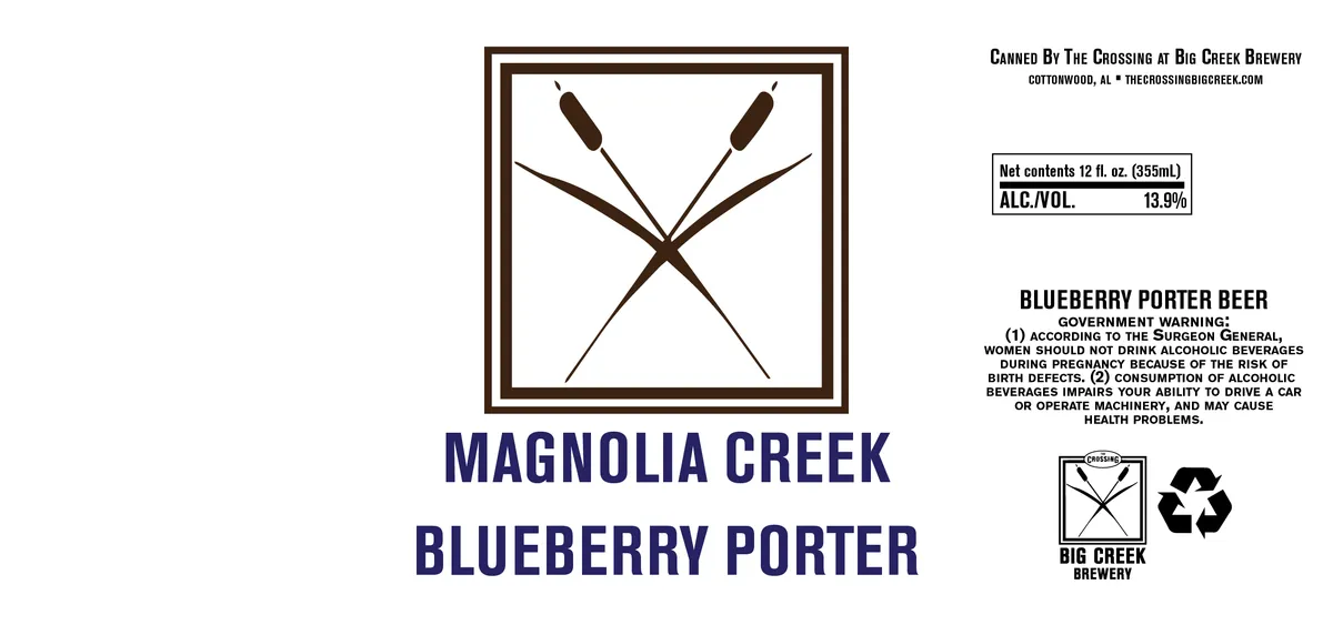 Magnolia Creek Blueberry Porter label