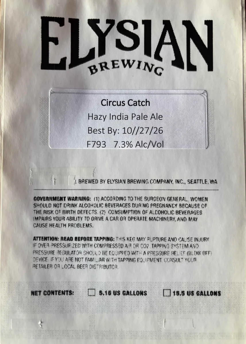 Circus Catch — full label as filed with TTB