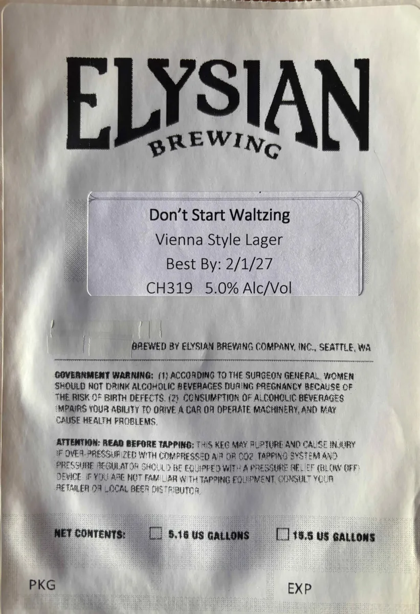 Don't Start Waltzing — full label as filed with TTB