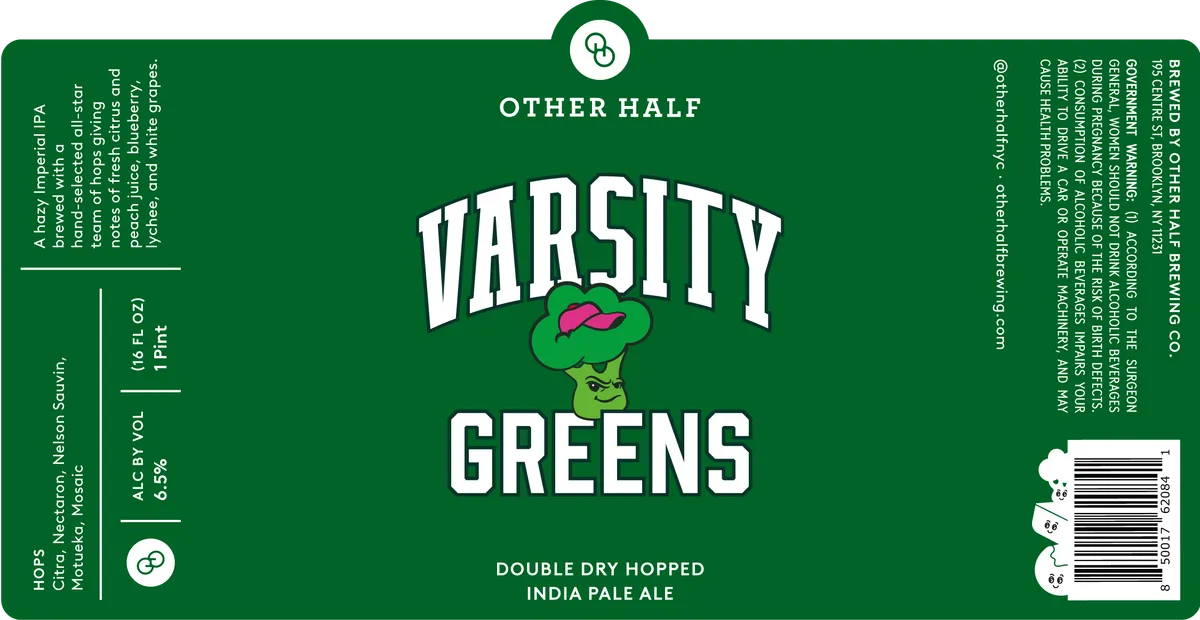 Varsity Greens — full label as filed with TTB