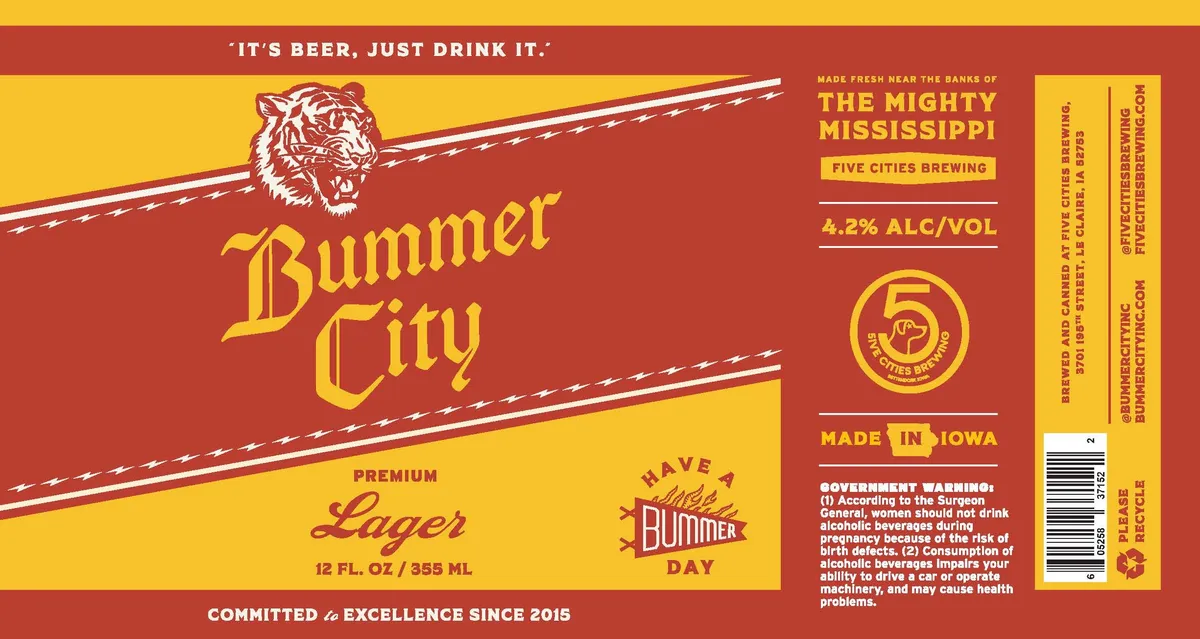 Bummer City Premium Lager — full label as filed with TTB