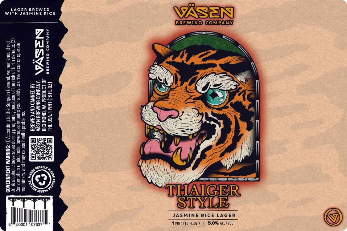 Thaiger Style Jasmine Rice Lager — full label as filed with TTB