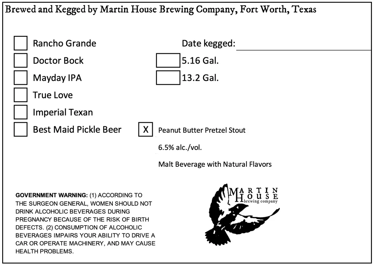 Peanut Butter Pretzel Stout — full label as filed with TTB