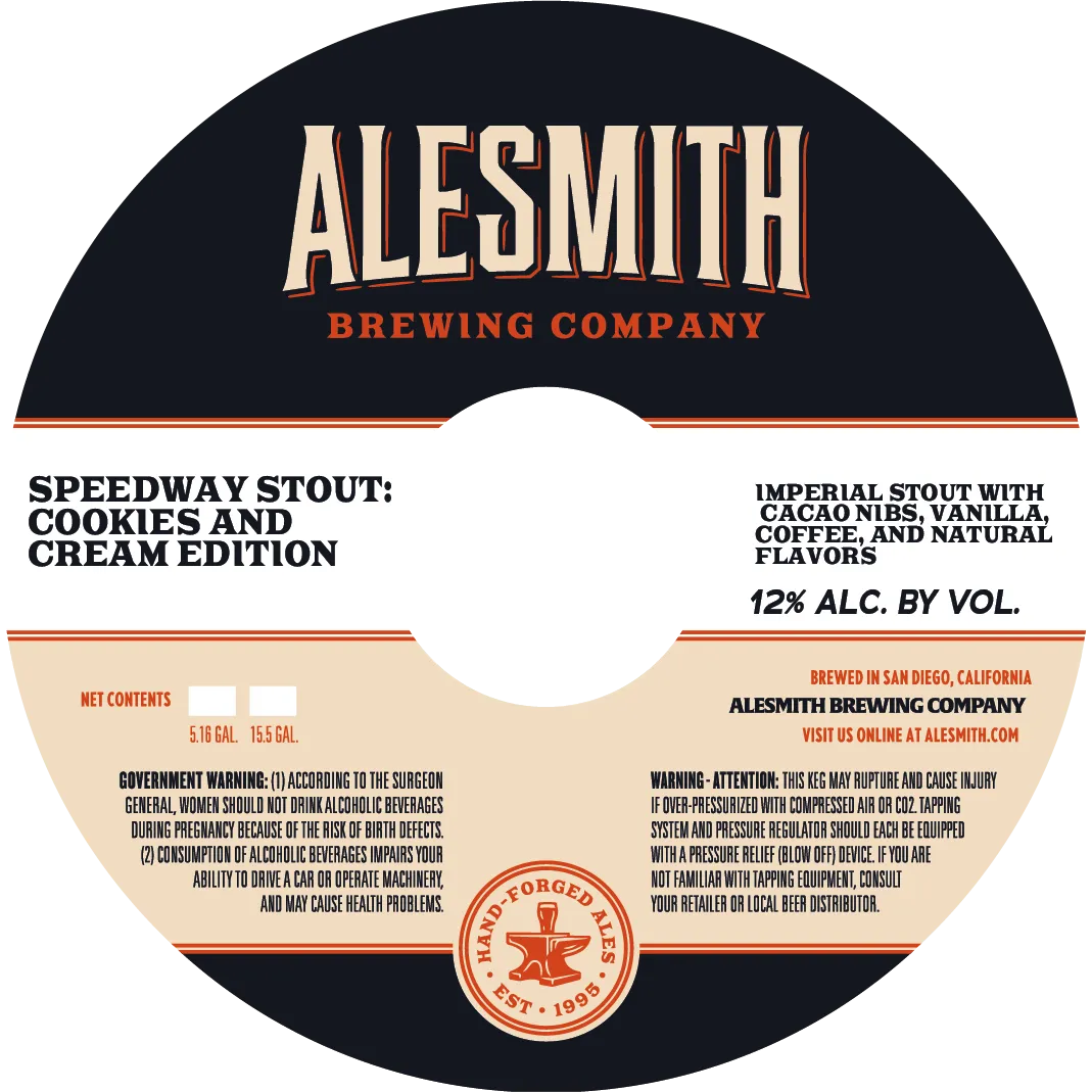 Speedway Stout: Cookies and Cream Edition — full label as filed with TTB