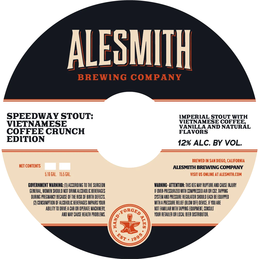 Speedway Stout: Vietnamese Coffee Crunch Edition — full label as filed with TTB