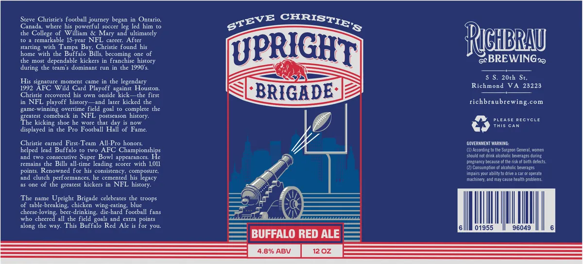 Steve Christie's Upright Brigade Buffalo Red Ale — full label as filed with TTB
