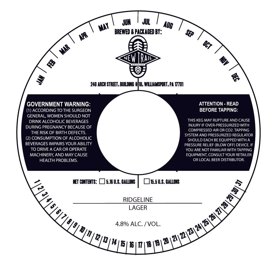 Ridgeline Lager — full label as filed with TTB