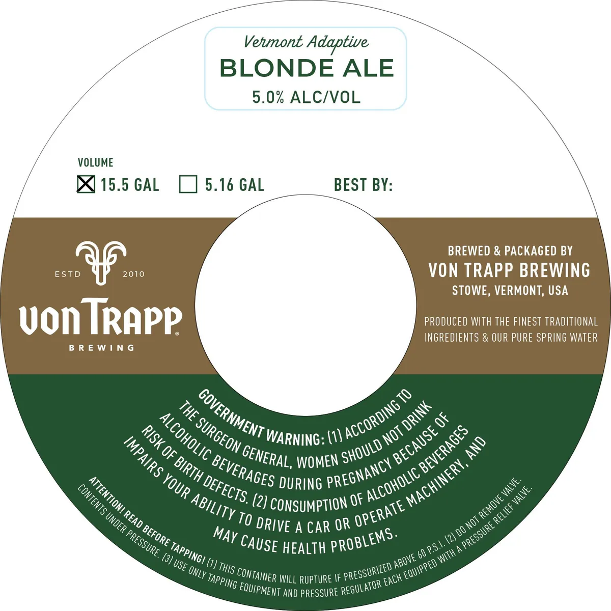 Vermont Adaptive — full label as filed with TTB