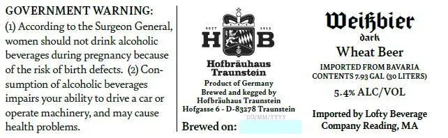 Weißbier Dark Wheat Beer — full label as filed with TTB
