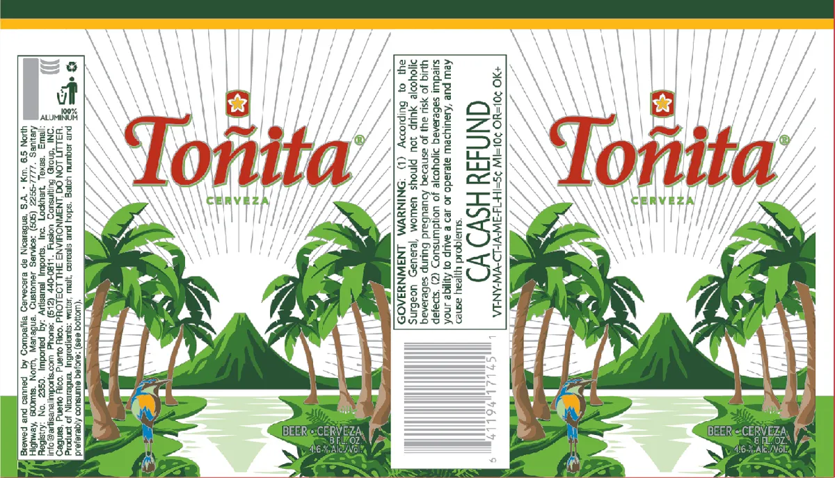 Toñita Cerveza — full label as filed with TTB