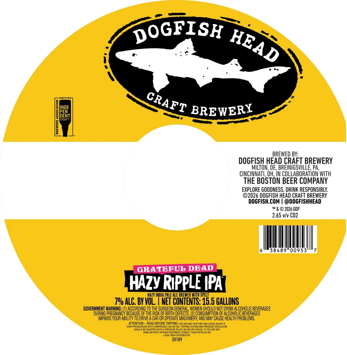 Grateful Dead Hazy Ripple IPA — full label as filed with TTB