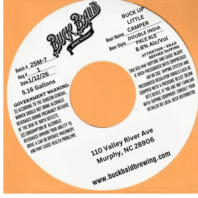 Buck Up Little Camper label