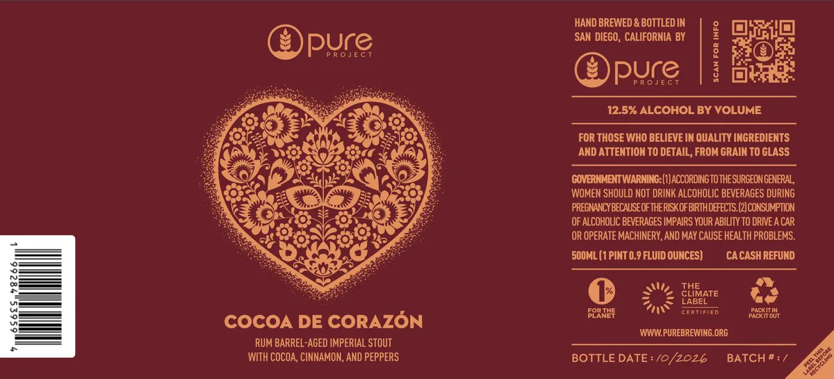 Cocoa De Corazón — full label as filed with TTB