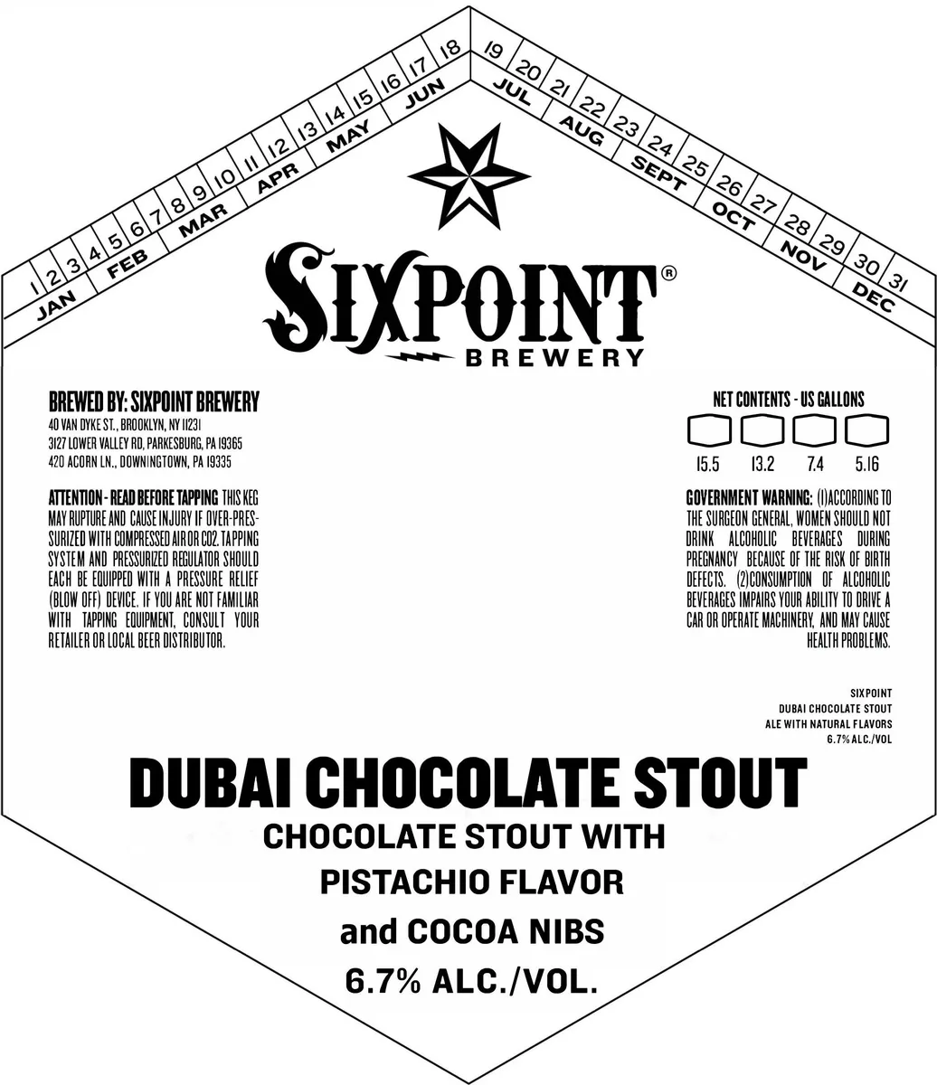 Dubai Chocolate Stout — full label as filed with TTB