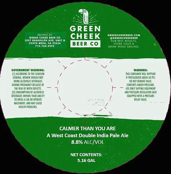 Calmer Than You Are — full label as filed with TTB