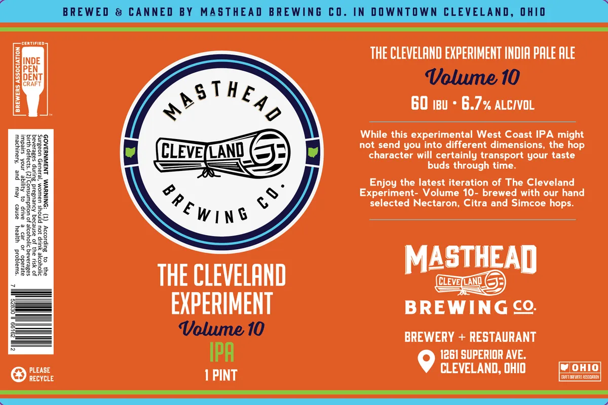 The Cleveland Experiment Volume 10 — full label as filed with TTB
