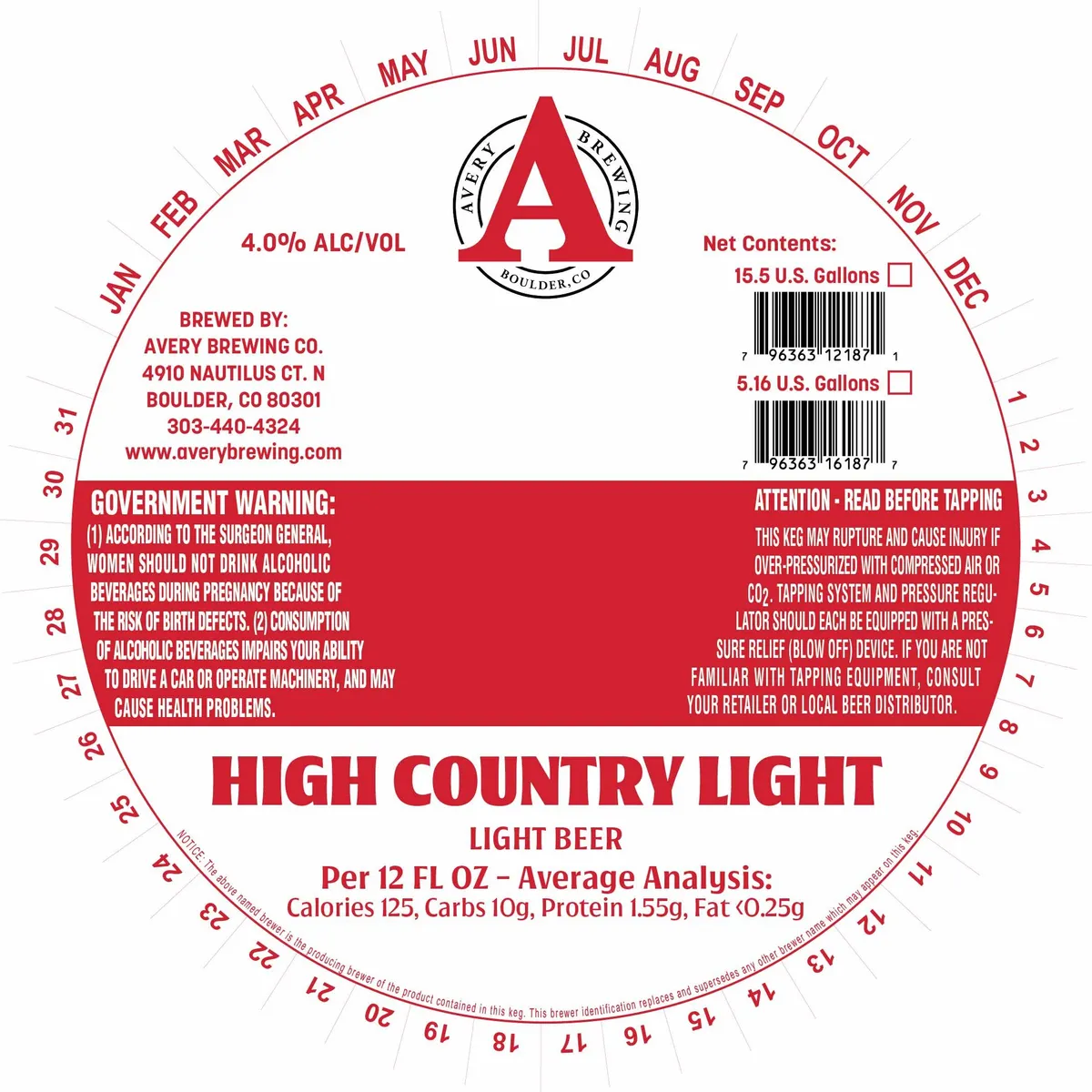 High Country Light — full label as filed with TTB